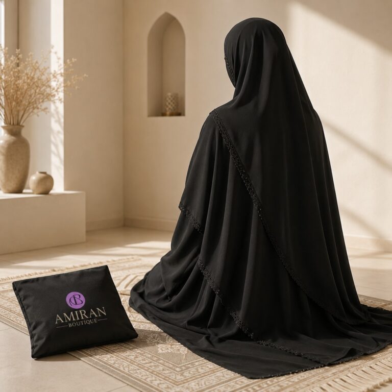 2-in-1 Namaz Prayer Abaya with Attached Hijab V1 - Demo Product Image - Amiran Boutique