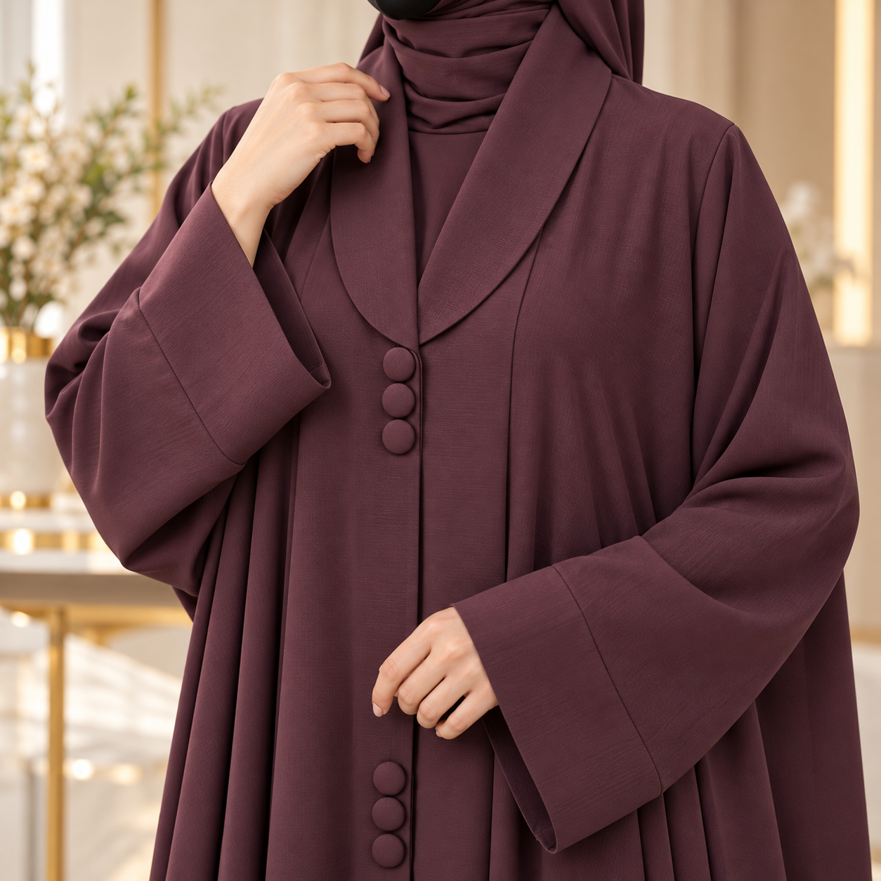 Lightweight Breathable Button style Daily Wear Abaya - Image 3