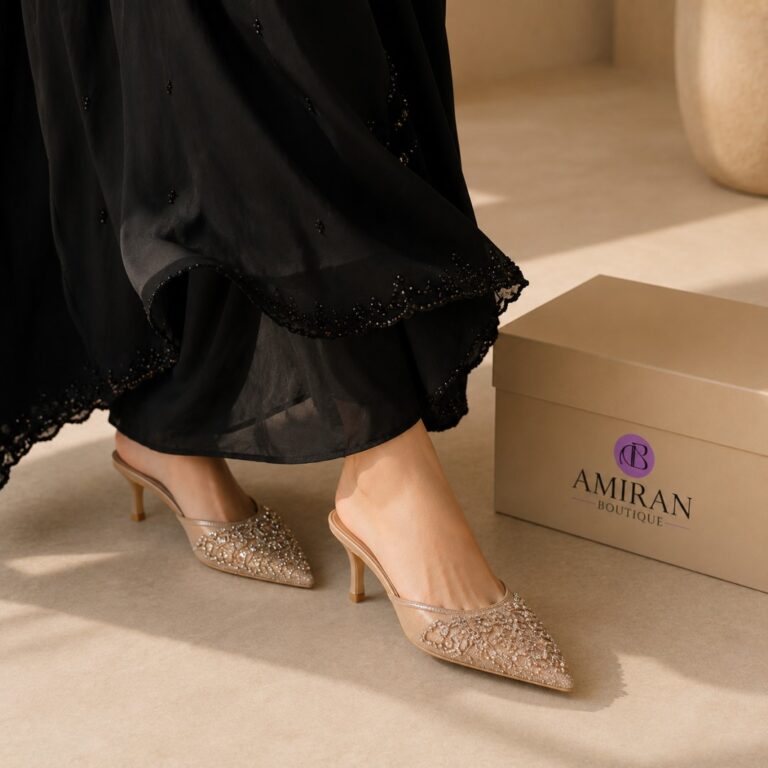 Embellished Pointed-Toe Abaya Sandals V1 - Demo Product Image - Amiran Boutique