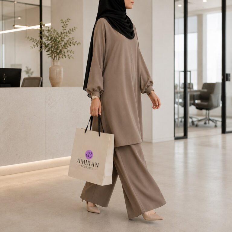 Minimalist Modest Tunic and Trouser Coord Set V1 - Demo Product Image - Amiran Boutique