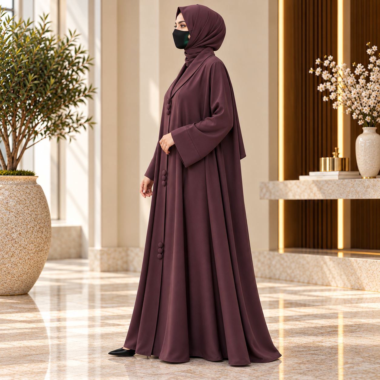 Lightweight Breathable Button style Daily Wear Abaya - Image 2